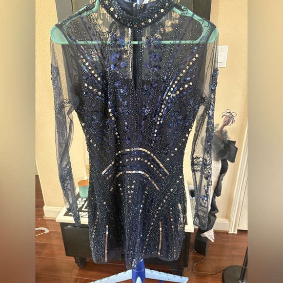 Anthropologie Blue Sequin Dress - Picture 4 of 7